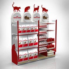 Productos de alimentación para mascotas en estantería