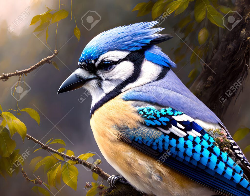 Arrendajo Azul: Significado y Simbolismo Oculto 1 202946692 arrendajo azul sentado en una rama en el bosque primer plano ai genero una ilustracion de aves