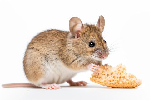 Rata comiendo una variedad de alimentos frescos